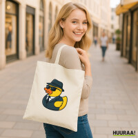 Jutebeutel Quietscheente Agent Gummiente Spion 10 Liter