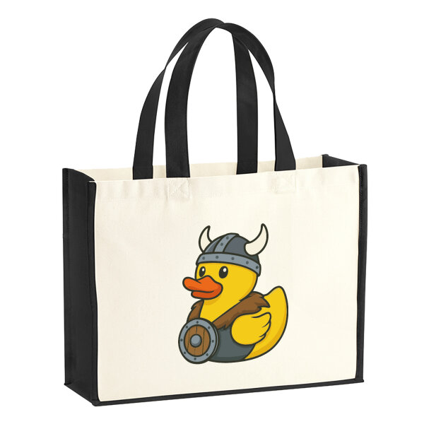 Jutetasche Quietscheente Wikinger Gummiente Viking 21 Liter Black