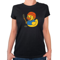 Damen T-Shirt Quietscheente Eishockey Gummiente Hockey