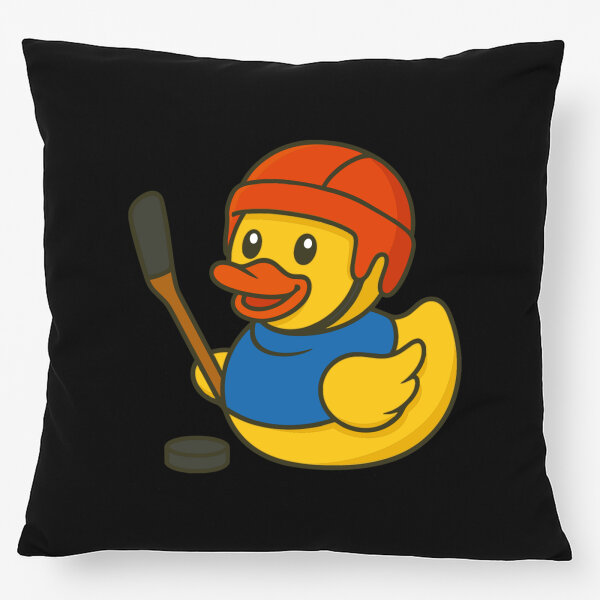Kissen Quietscheente Eishockey Gummiente Hockey 40x40cm
