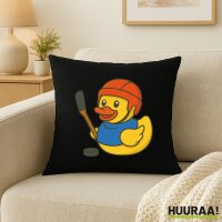Kissen Quietscheente Eishockey Gummiente Hockey 40x40cm