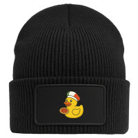 Beanie mit Patch Quietscheente Italien Gummiente Italiener Black