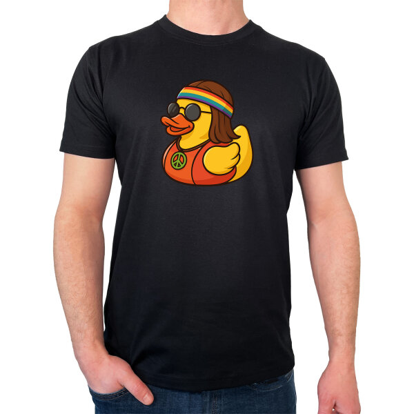 Herren T-Shirt Quietscheente Hippie Gummiente Peace