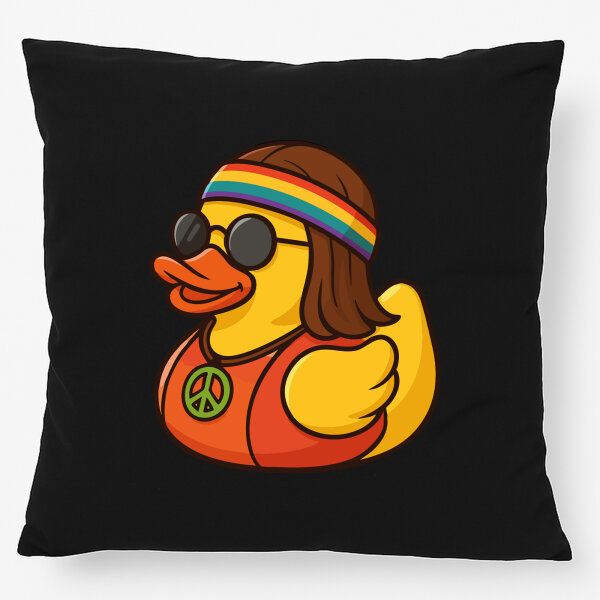 Kissen Quietscheente Hippie Gummiente Peace 40x40cm
