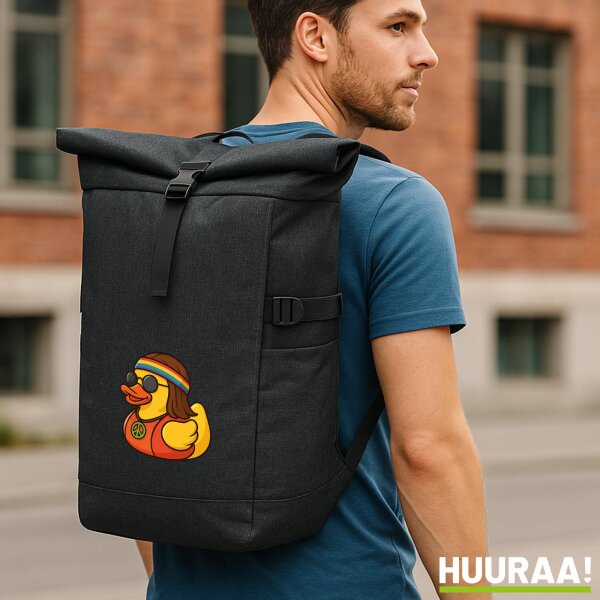 Kurierrucksack Quietscheente Hippie Gummiente Peace 30-44 Liter Black Melange