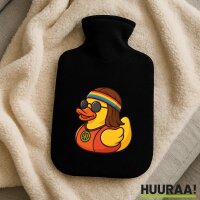 W&auml;rmflasche Quietscheente Hippie Gummiente Peace