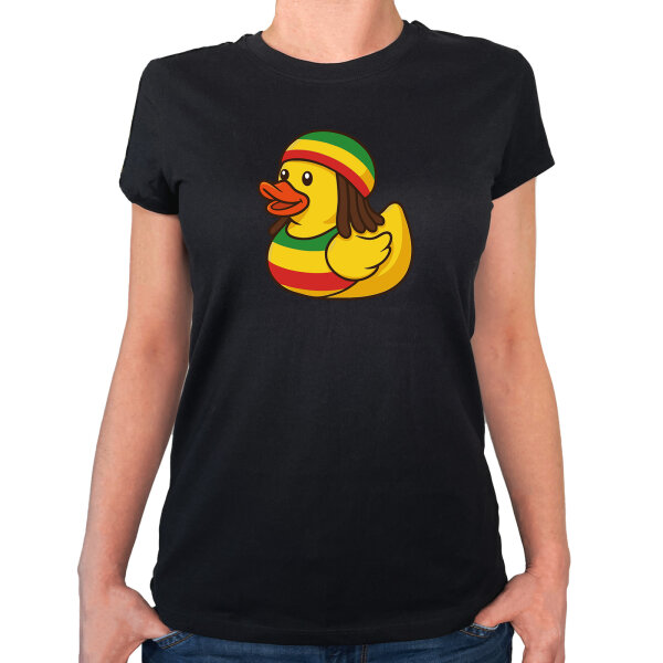 Damen T-Shirt Quietscheente Reggae Gummiente Rastafari
