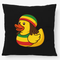 Kissen Quietscheente Reggae Gummiente Rastafari 40x40cm