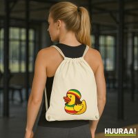 Turnbeutel Quietscheente Reggae Gummiente Rastafari 12 Liter