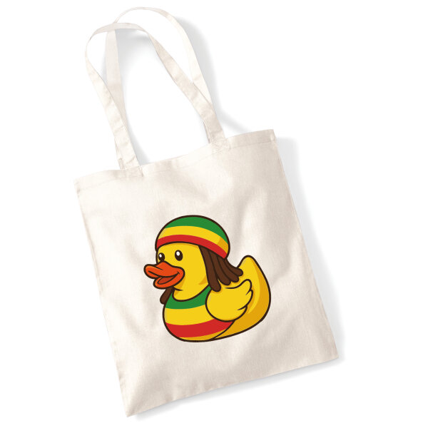 Jutebeutel Quietscheente Reggae Gummiente Rastafari 10 Liter