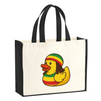 Jutetasche Quietscheente Reggae Gummiente Rastafari 21...