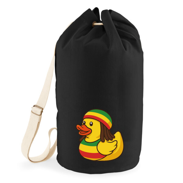 Seesack Quietscheente Reggae Gummiente Rastafari 20 Liter Black