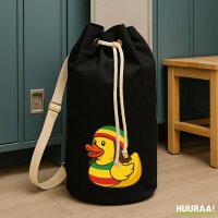 Seesack Quietscheente Reggae Gummiente Rastafari 20 Liter Black