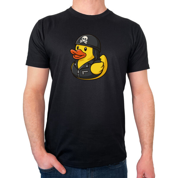 Herren T-Shirt Quietscheente Biker Gummiente Rocker