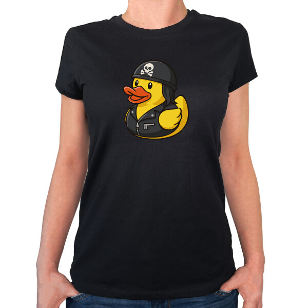 Damen T-Shirt Quietscheente Biker Gummiente Rocker