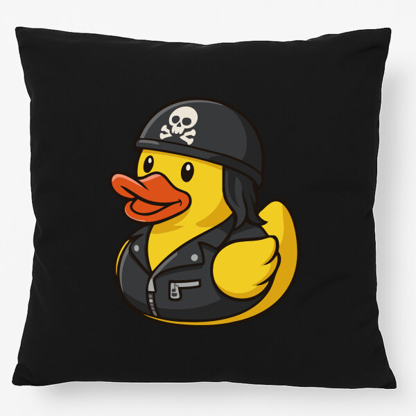 Kissen Quietscheente Biker Gummiente Rocker 40x40cm