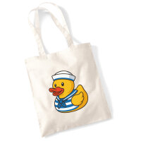 Jutebeutel Quietscheente Matrose Gummiente Seemann 10 Liter