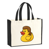 Jutetasche Quietscheente Vokuhila Gummiente 80s 21 Liter...