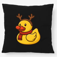 Kissen Quietscheente Rudolf Gummiente Rentier 40x40cm