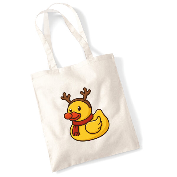 Jutebeutel Quietscheente Rudolf Gummiente Rentier 10 Liter