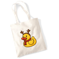 Jutebeutel Quietscheente Rudolf Gummiente Rentier 10 Liter