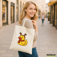 Jutebeutel Quietscheente Rudolf Gummiente Rentier 10 Liter