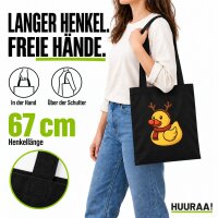 Jutebeutel Quietscheente Rudolf Gummiente Rentier 10 Liter