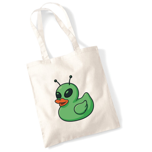 Jutebeutel Quietscheente Alien Gummiente Ufo 10 Liter