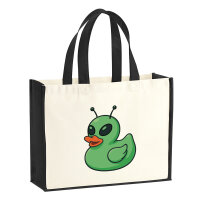 Jutetasche Quietscheente Alien Gummiente Ufo 21 Liter Black