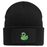 Beanie mit Patch Quietscheente Alien Gummiente Ufo Black