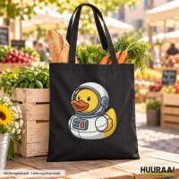Jutebeutel Quietscheente Astronaut Gummiente 10 Liter