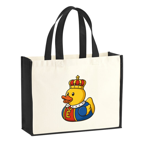 Jutetasche Quietscheente König Gummiente King 21 Liter Black