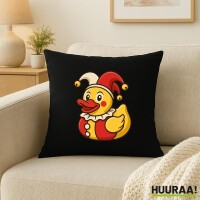 Kissen Quietscheente Joker Gummiente Hofnarr 40x40cm
