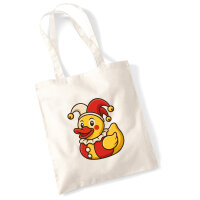 Jutebeutel Quietscheente Joker Gummiente Hofnarr 10 Liter