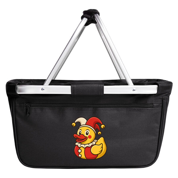 Einkaufskorb faltbar Quietscheente Joker Gummiente Hofnarr 20 Liter Black