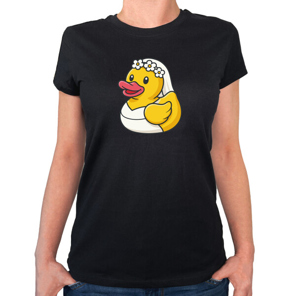 Damen T-Shirt Quietscheente Braut Gummiente Hochzeit