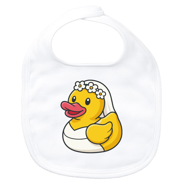 Baby Lätzchen Quietscheente Braut Gummiente Hochzeit Klettverschluss