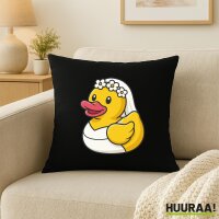 Kissen Quietscheente Braut Gummiente Hochzeit 40x40cm