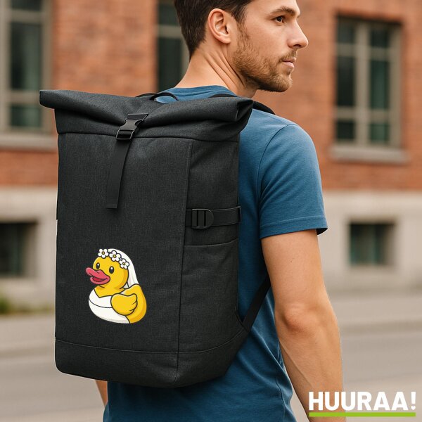 Kurierrucksack Quietscheente Braut Gummiente Hochzeit 30-44 Liter Black Melange