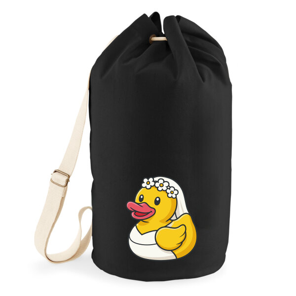 Seesack Quietscheente Braut Gummiente Hochzeit 20 Liter Black