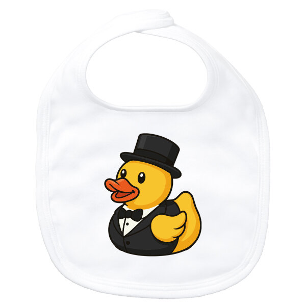 Baby Lätzchen Quietscheente Bräutigam Gummiente Hochzeit Klettverschluss