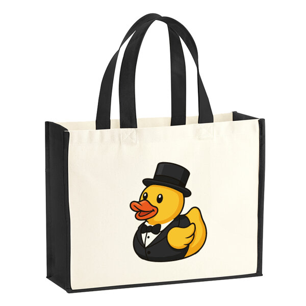 Jutetasche Quietscheente Bräutigam Gummiente Hochzeit 21 Liter Black