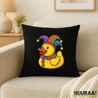 Kissen Quietscheente Karneval Gummiente Jeck 40x40cm