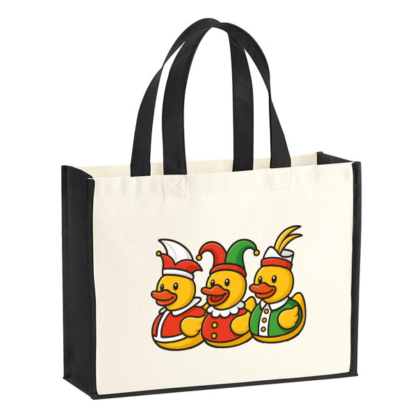 Jutetasche Quietscheente Dreigestirn Gummiente Karneval 21 Liter Black