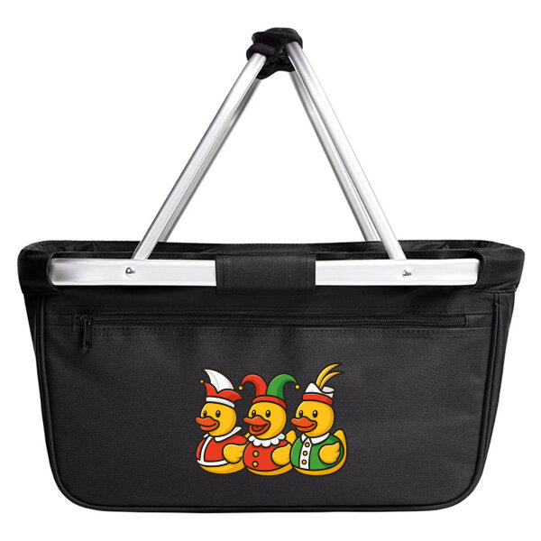 Einkaufskorb faltbar Quietscheente Dreigestirn Gummiente Karneval 20 Liter Black