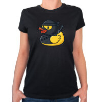 Damen T-Shirt Quietscheente Ninja Gummiente Krieger