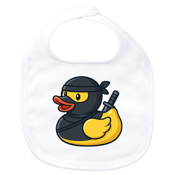 Baby Lätzchen Quietscheente Ninja Gummiente Krieger Klettverschluss