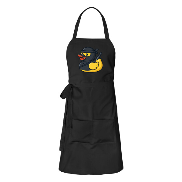 Schürze Quietscheente Ninja Gummiente Krieger mit Taschen