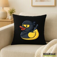 Kissen Quietscheente Ninja Gummiente Krieger 40x40cm