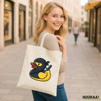 Jutebeutel Quietscheente Ninja Gummiente Krieger 10 Liter